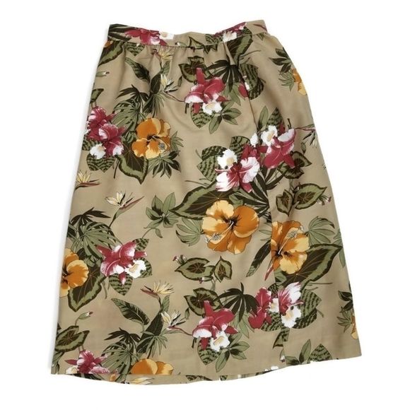 Collegian California Vintage Tropical Floral High Waist Button Front Skirt Luau - Picture 2 of 4